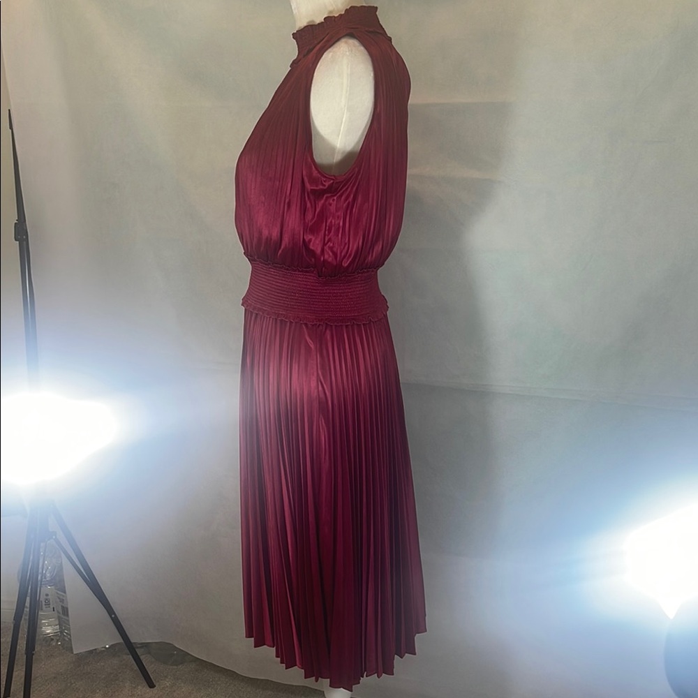 Nanette Lepore Red Pleated Ruched Sheath Dress - Picture 12 of 13
